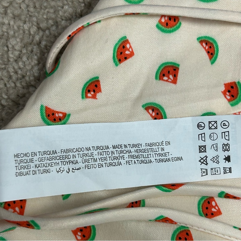 Zara cream watermelon print halter crop top open back lace up M summer festival - Picture 12 of 14